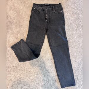 Denim Forum Arlo High Rise Charcoal Straight Leg Jeans